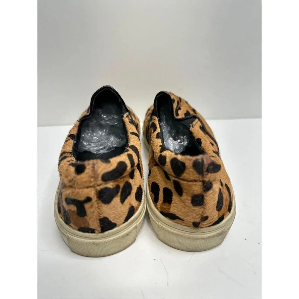 Steve Madden Ecentric Leopard‎ Calf Hair Slip On Sneakers Tan Black Womens 7